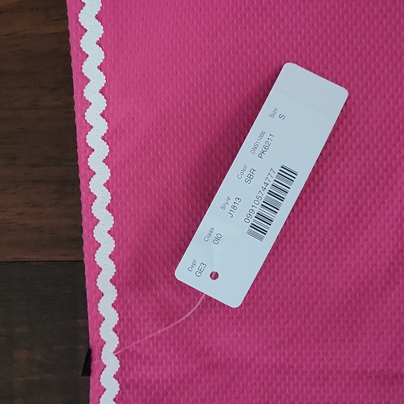 J. Crew High Waisted Bikini Bottom - Pink w/White Trim - S - Picture 2 of 5